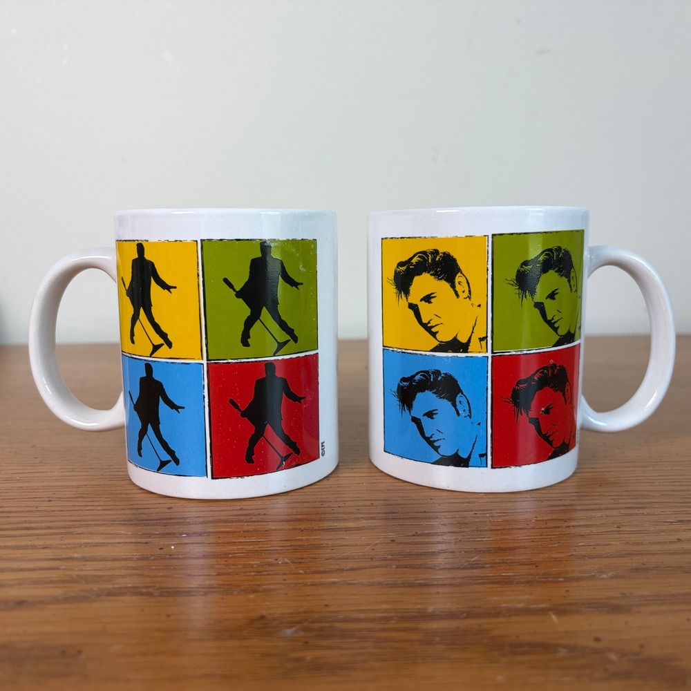 Elvis Presley Pop Art Coffee Mug Set of 2 Signature Product Megatoys Colorful